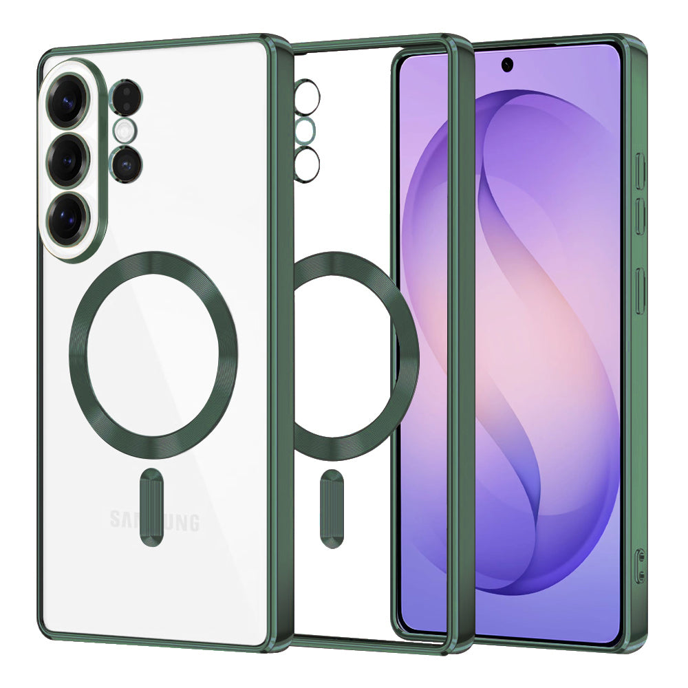 Husa MagSafe pentru Samsung Galaxy S26 Ultra, Techsuit, Luxury Crystal, Verde Inchis
