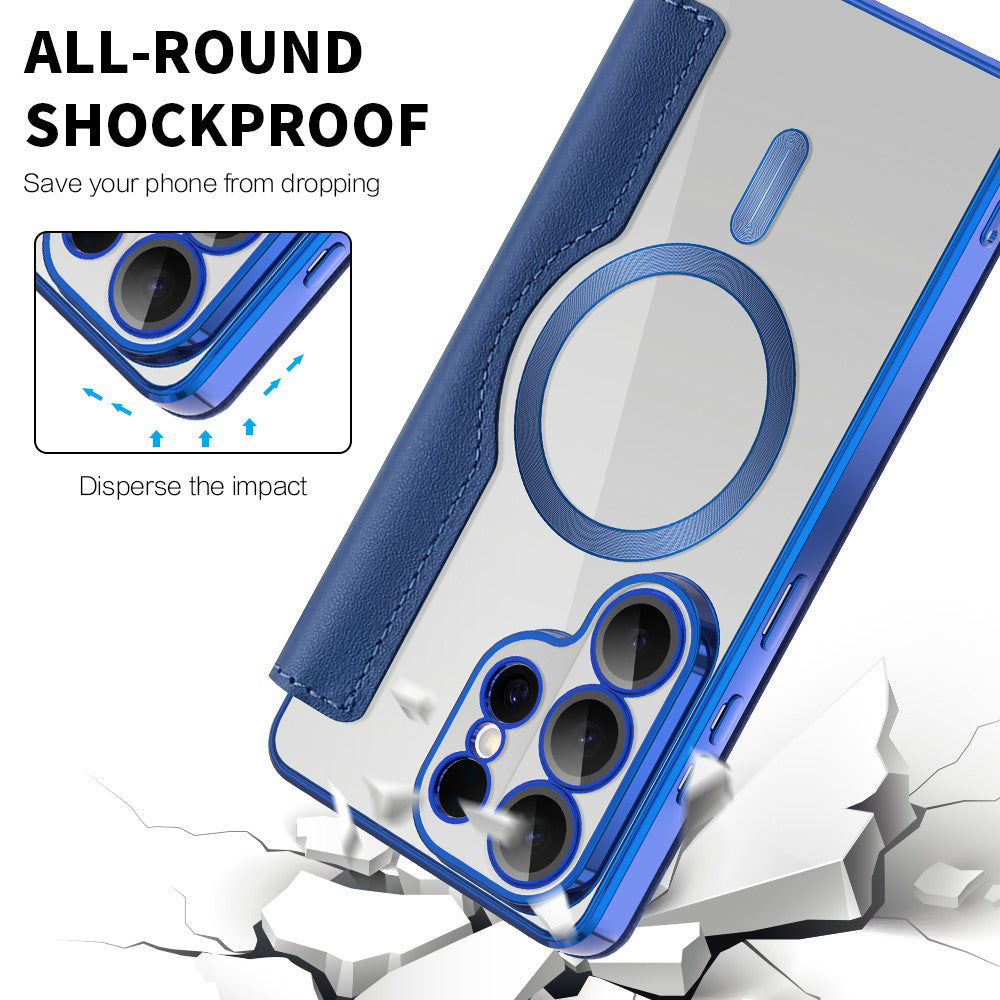 Husa MagSafe pentru Samsung Galaxy S26 Ultra S948, Techsuit, SmartMag Book, Albastra