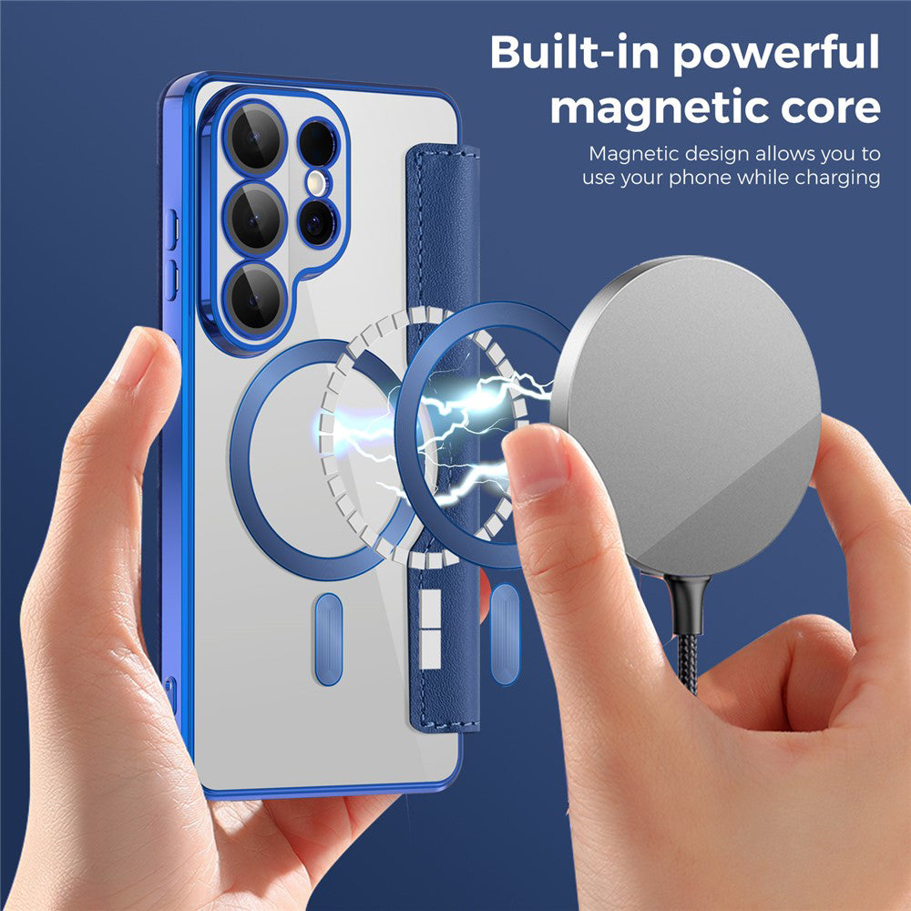 Husa MagSafe pentru Samsung Galaxy S26 Ultra S948, Techsuit, SmartMag Book, Albastra