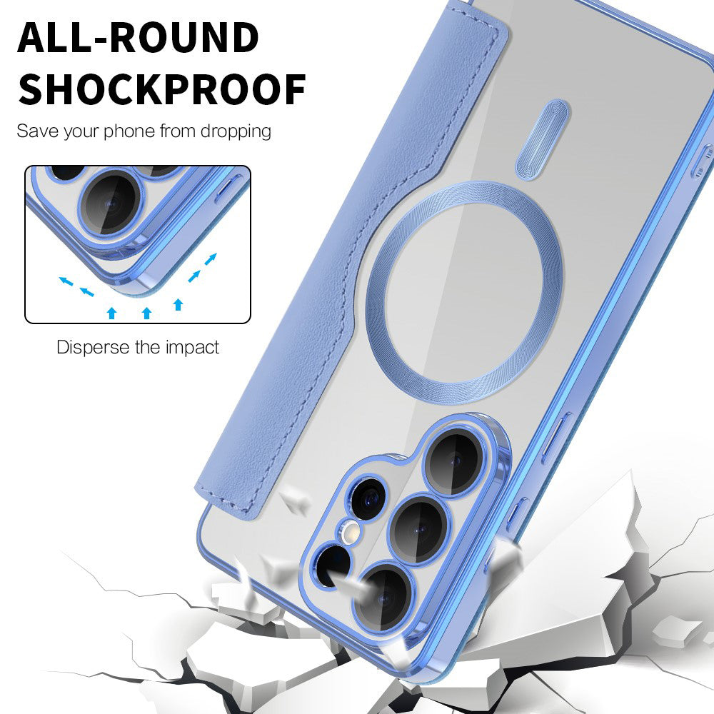 Husa MagSafe pentru Samsung Galaxy S26 Ultra, Techsuit, SmartMag Book, Bleu