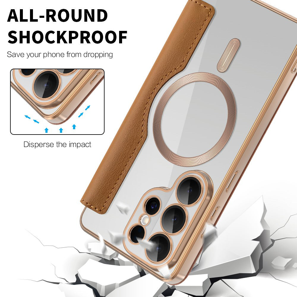 Husa MagSafe pentru Samsung Galaxy S26 Ultra, Techsuit, SmartMag Book, Maro