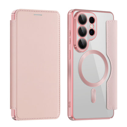 Husa MagSafe pentru Samsung Galaxy S26 Ultra, Techsuit, SmartMag Book, Roz