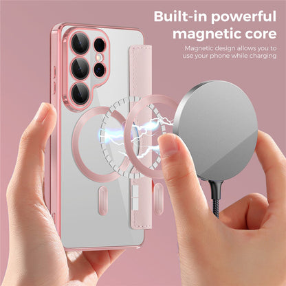 Husa MagSafe pentru Samsung Galaxy S26 Ultra, Techsuit, SmartMag Book, Roz