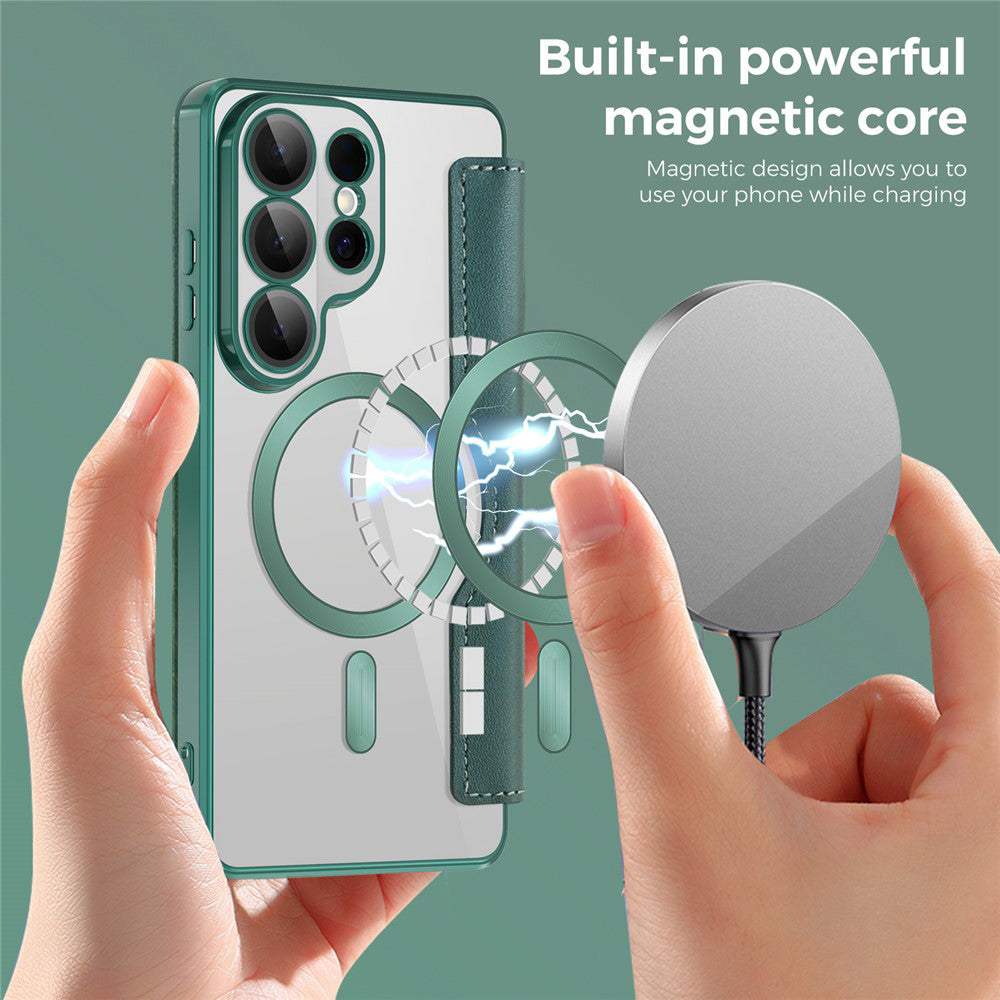 Husa MagSafe pentru Samsung Galaxy S26 Ultra, Techsuit, SmartMag Book, Verde