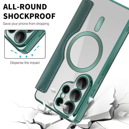 Husa MagSafe pentru Samsung Galaxy S26 Ultra, Techsuit, SmartMag Book, Verde