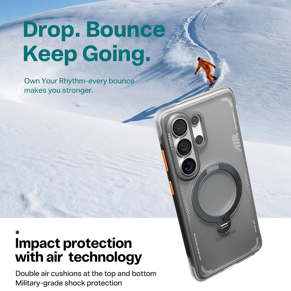 Husa MagSafe pentru Samsung Galaxy S26 Ultra, Torras, Ostand Spin Air, Gri