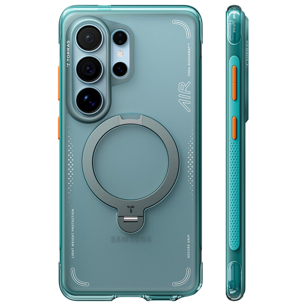 Husa MagSafe pentru Samsung Galaxy S26 Ultra, Torras, Ostand Spin Air, Verde
