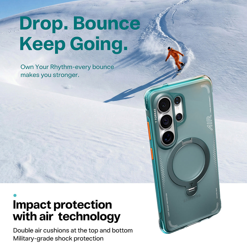 Husa MagSafe pentru Samsung Galaxy S26 Ultra, Torras, Ostand Spin Air, Verde