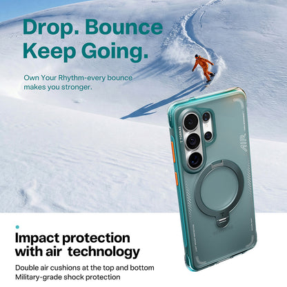 Husa MagSafe pentru Samsung Galaxy S26 Ultra, Torras, Ostand Spin Air, Verde