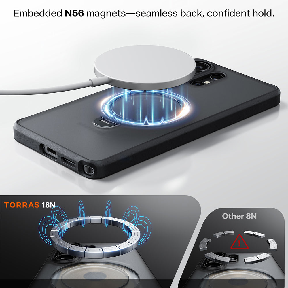 Husa MagSafe pentru Samsung Galaxy S26 Ultra, Torras, Ostand Spin, Neagra