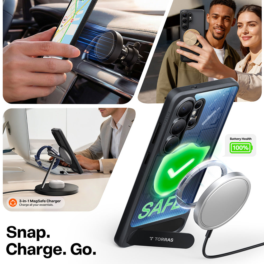 Husa MagSafe pentru Samsung Galaxy S26 Ultra, Torras, Pstand, Neagra