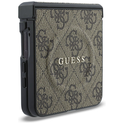 Husa MagSafe pentru Samsung Galaxy Z Flip8 F776, Guess, 4G Leather Classic, Maro