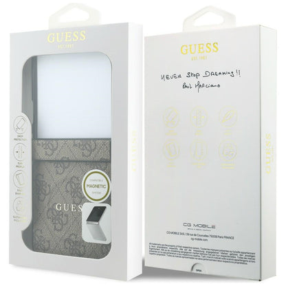 Husa MagSafe pentru Samsung Galaxy Z Flip8 F776, Guess, 4G Leather Classic, Maro