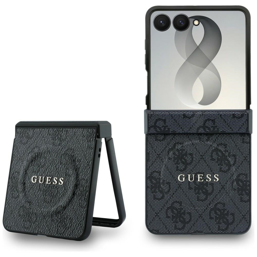 Husa MagSafe pentru Samsung Galaxy Z Flip8 F776, Guess, 4G Leather Classic, Neagra