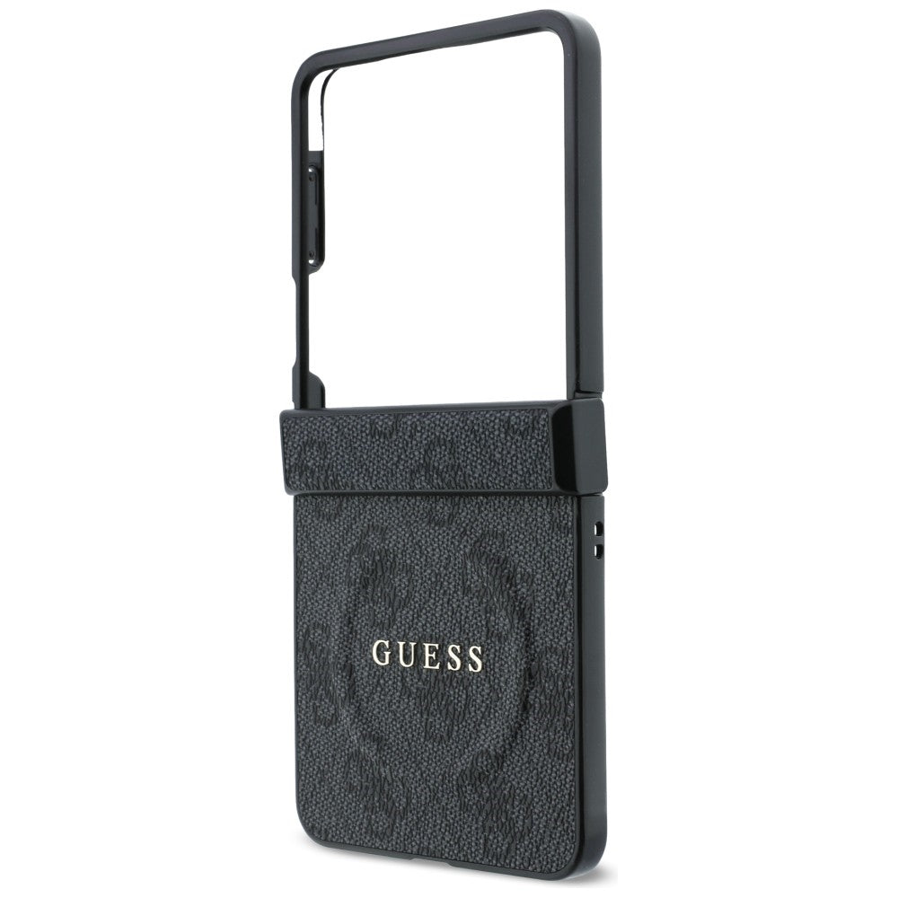 Husa MagSafe pentru Samsung Galaxy Z Flip8 F776, Guess, 4G Leather Classic, Neagra