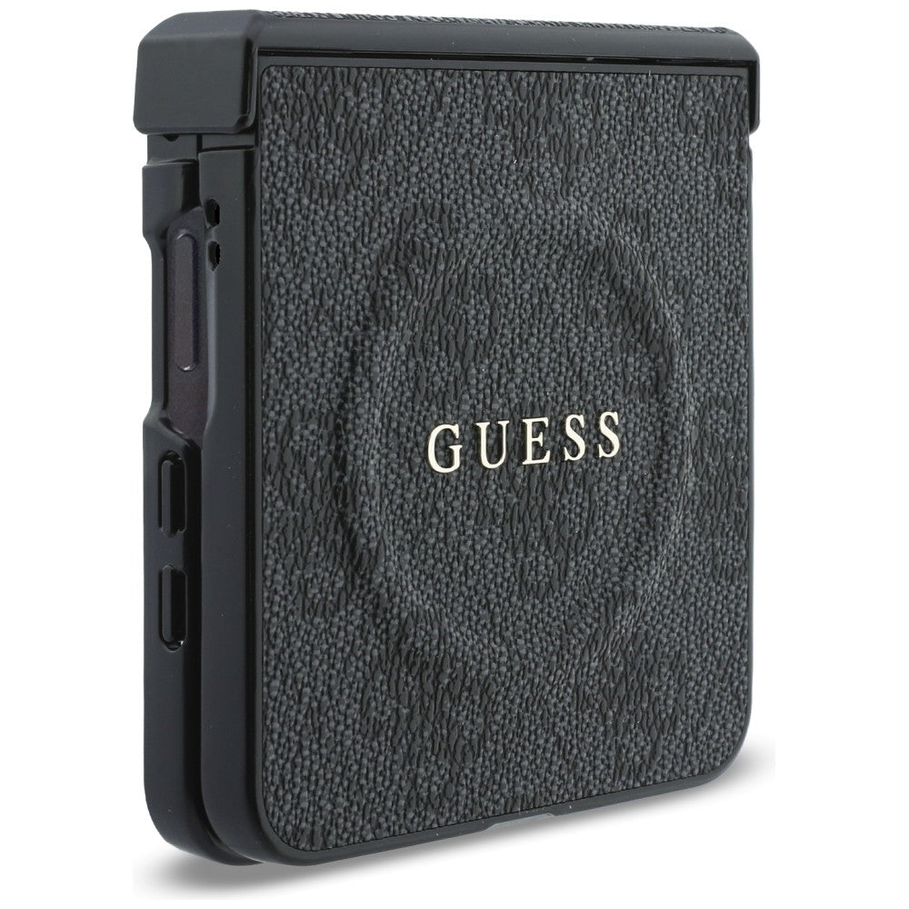 Husa MagSafe pentru Samsung Galaxy Z Flip8 F776, Guess, 4G Leather Classic, Neagra