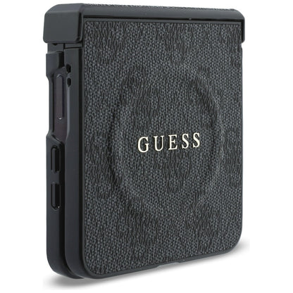 Husa MagSafe pentru Samsung Galaxy Z Flip8 F776, Guess, 4G Leather Classic, Neagra