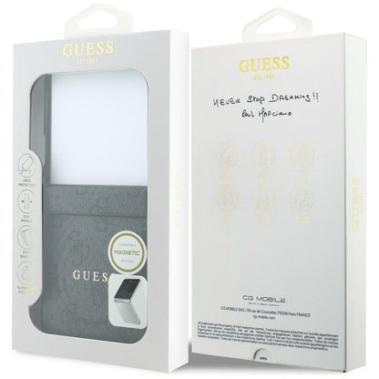 Husa MagSafe pentru Samsung Galaxy Z Flip8 F776, Guess, 4G Leather Classic, Neagra