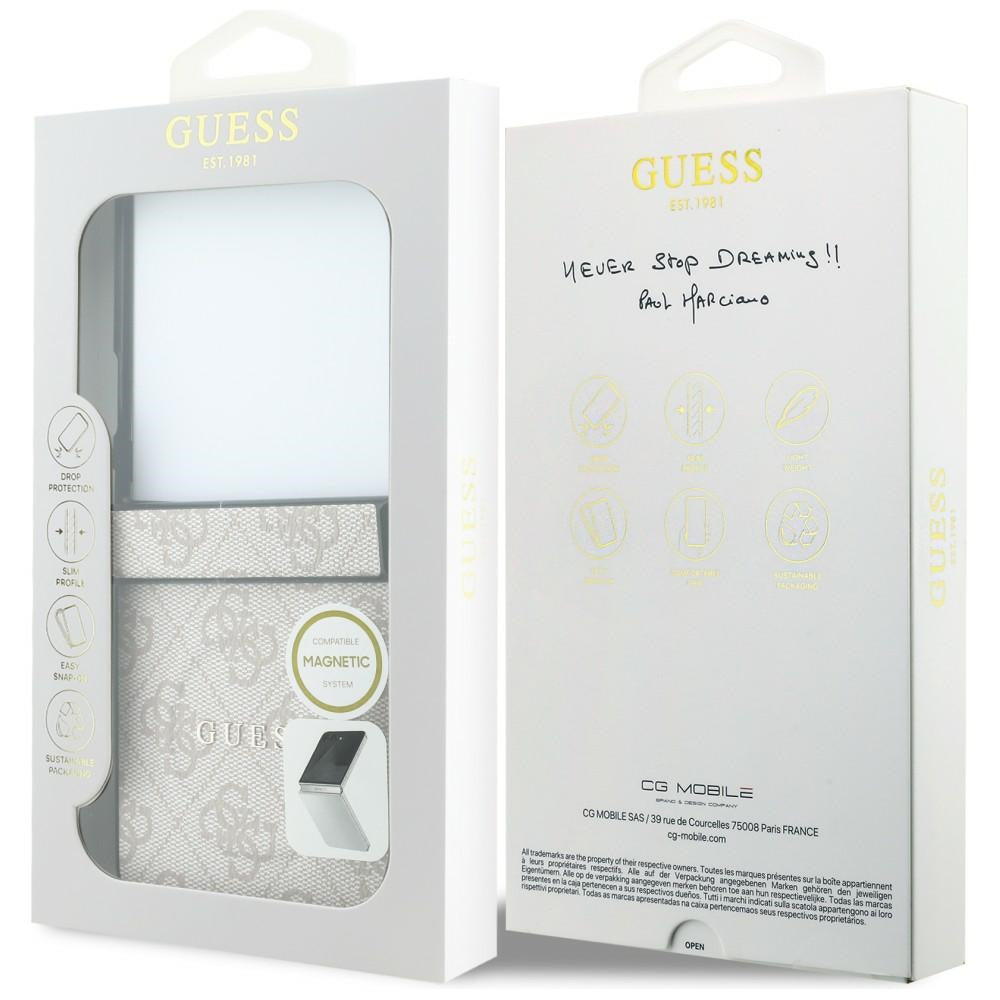 Husa MagSafe pentru Samsung Galaxy Z Flip8 F776, Guess, 4G Leather Classic, Roz