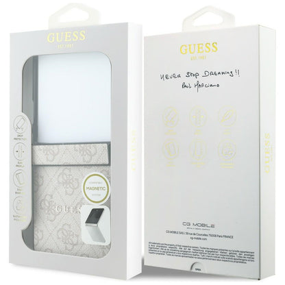 Husa MagSafe pentru Samsung Galaxy Z Flip8 F776, Guess, 4G Leather Classic, Roz
