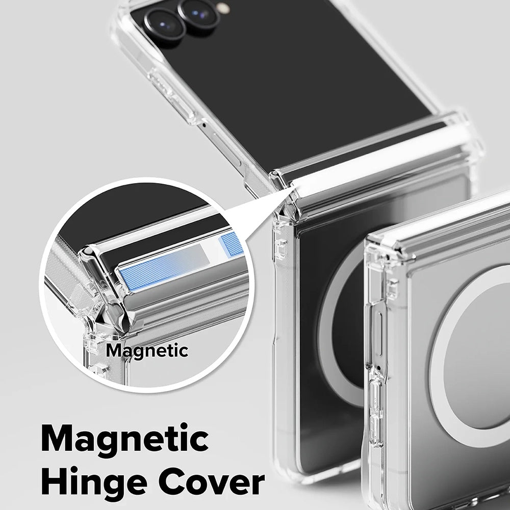 Husa MagSafe pentru Samsung Galaxy Z Flip8 F776, Ringke, Fusion Flap, Transparenta