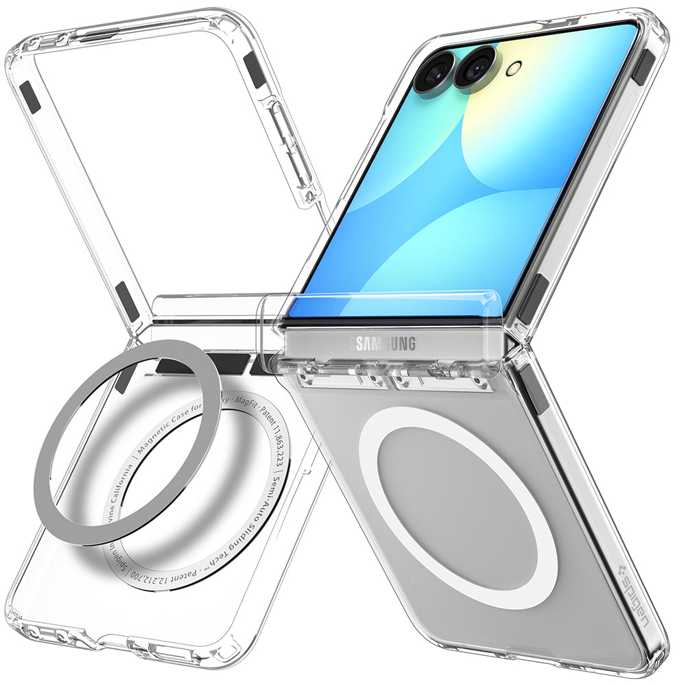 Husa MagSafe pentru Samsung Galaxy Z Flip8 F776, Spigen, Ultra Hybrid Pro, Transparenta Alba ACS11524