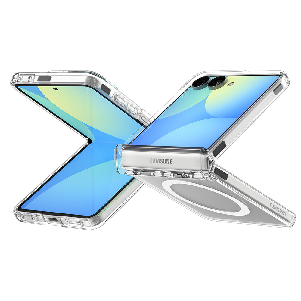 Husa MagSafe pentru Samsung Galaxy Z Flip8 F776, Spigen, Ultra Hybrid Pro, Transparenta Alba ACS11524