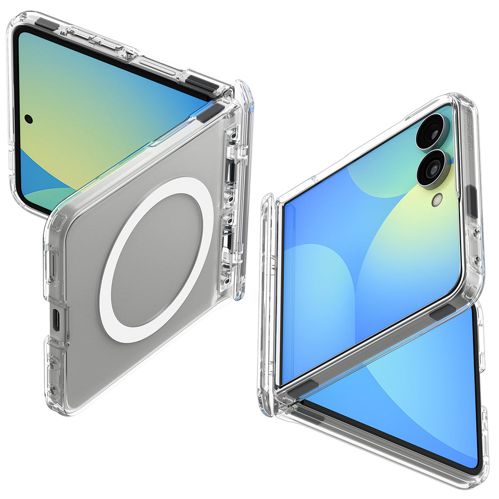 Husa MagSafe pentru Samsung Galaxy Z Flip8 F776, Spigen, Ultra Hybrid Pro, Transparenta Alba ACS11524