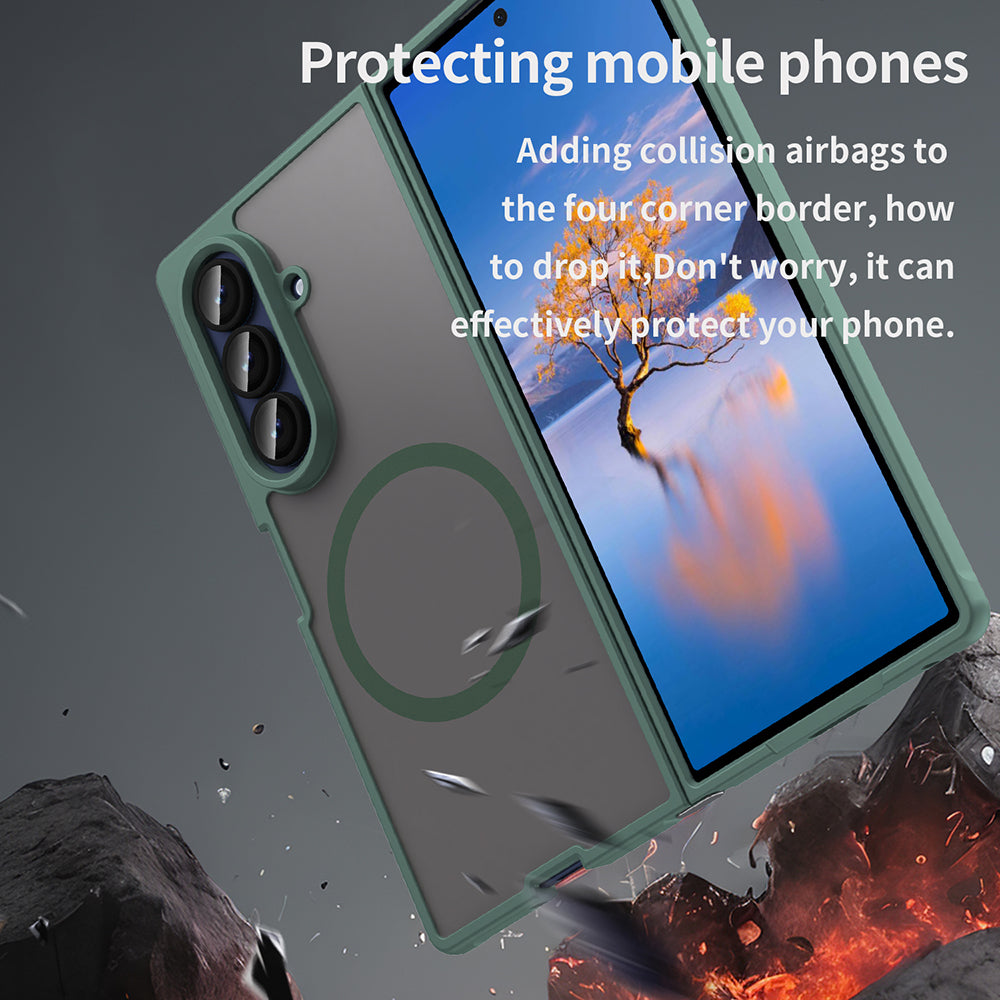Husa MagSafe pentru Samsung Galaxy Z Fold7 F966, Techsuit, HaloFrost II, Verde