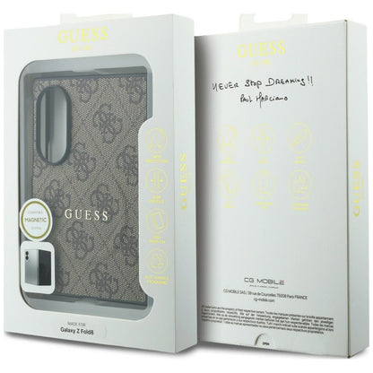 Husa MagSafe pentru Samsung Galaxy Z Fold8 F971, Guess, 4G Leather Classic, Maro