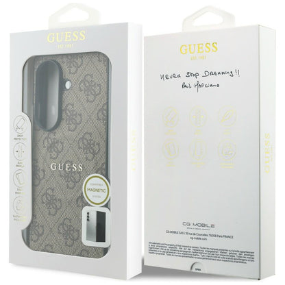 Husa MagSafe pentru Samsung Galaxy Z Fold8 Ultra F976, Guess, 4G Leather Classic, Maro