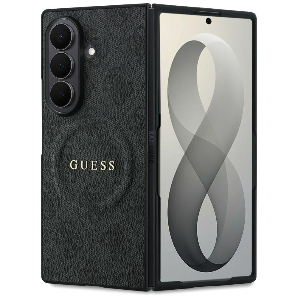 Husa MagSafe pentru Samsung Galaxy Z Fold8 Ultra F976, Guess, 4G Leather Classic, Neagra