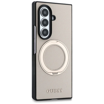 Husa MagSafe pentru Samsung Galaxy Z Fold8 Ultra F976, Guess, Ring Stand Grained Classic Logo, Bej