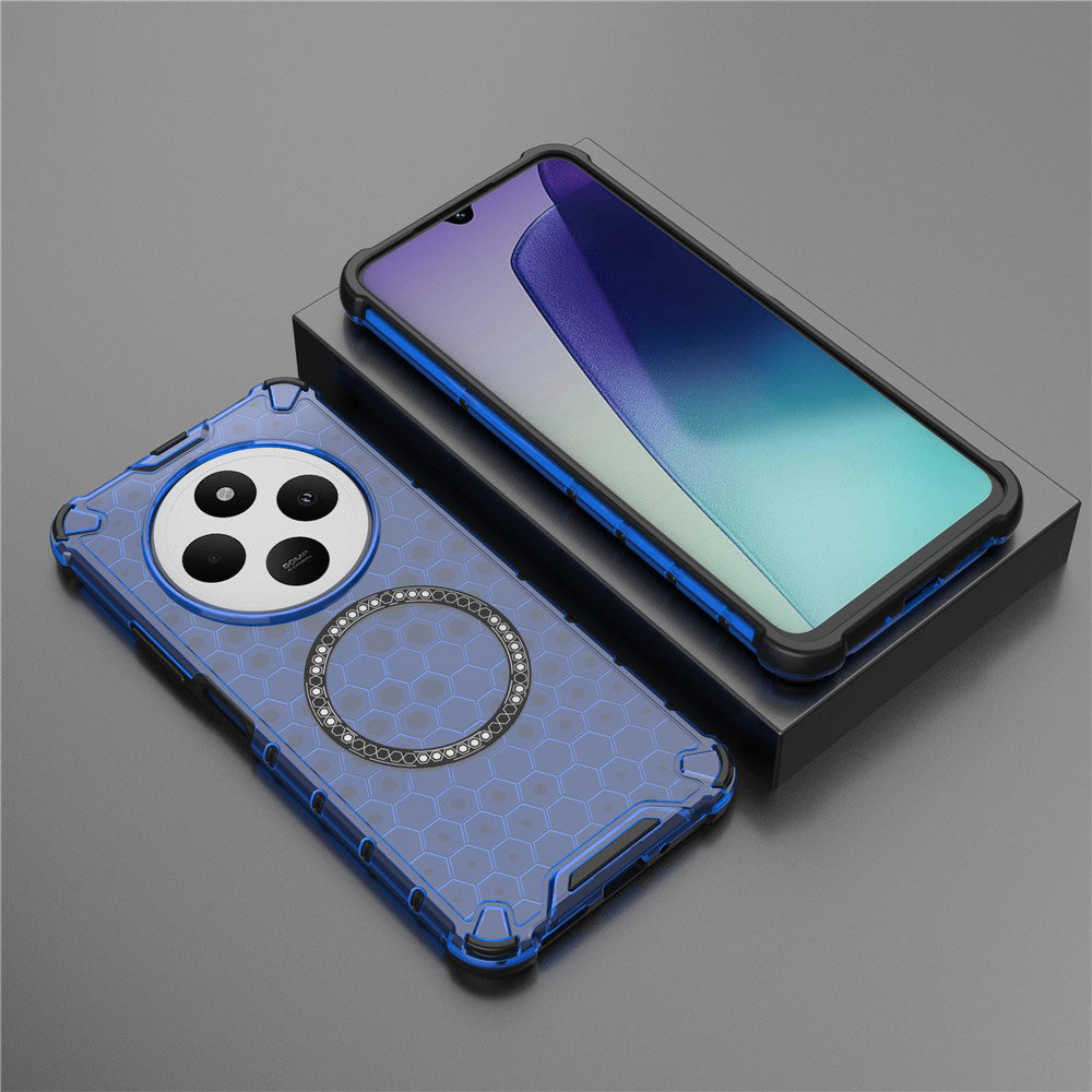 Husa MagSafe pentru Xiaomi Poco C75 / Redmi 14C, Techsuit, HoneyComb Shield, Albastra