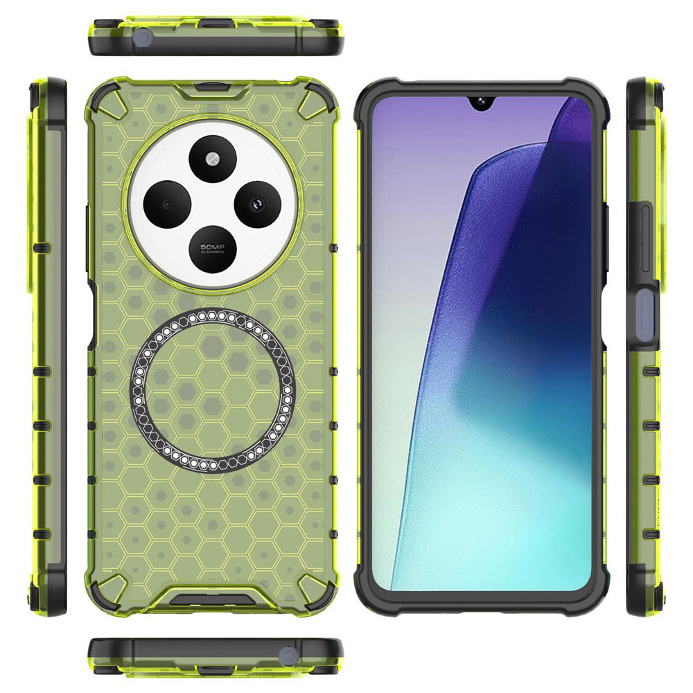 Husa MagSafe pentru Xiaomi Poco C75 / Redmi 14C, Techsuit, HoneyComb Shield, Verde