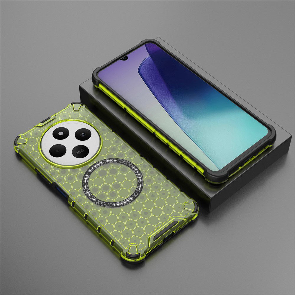 Husa MagSafe pentru Xiaomi Poco C75 / Redmi 14C, Techsuit, HoneyComb Shield, Verde
