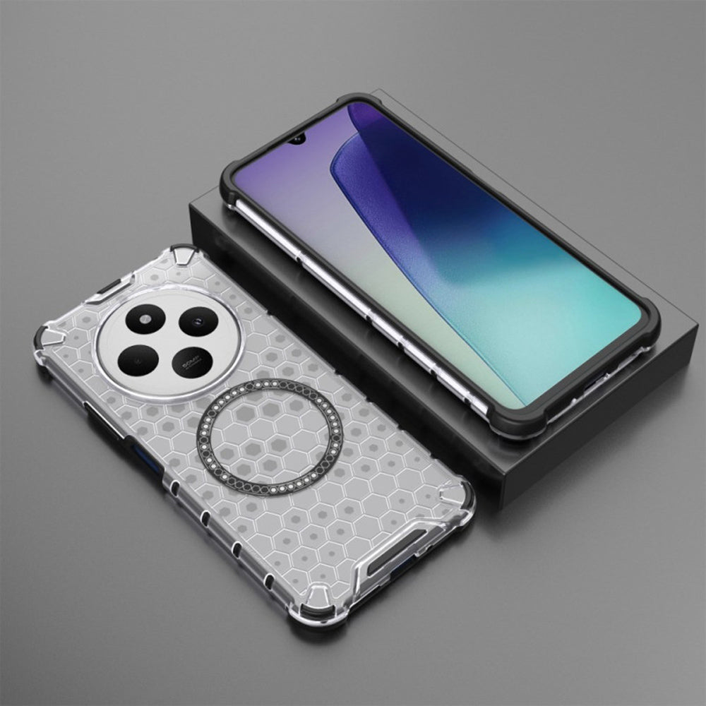 Husa MagSafe pentru Xiaomi Poco C75 / Redmi 14C, Techsuit, HoneyComb Shield, Alba