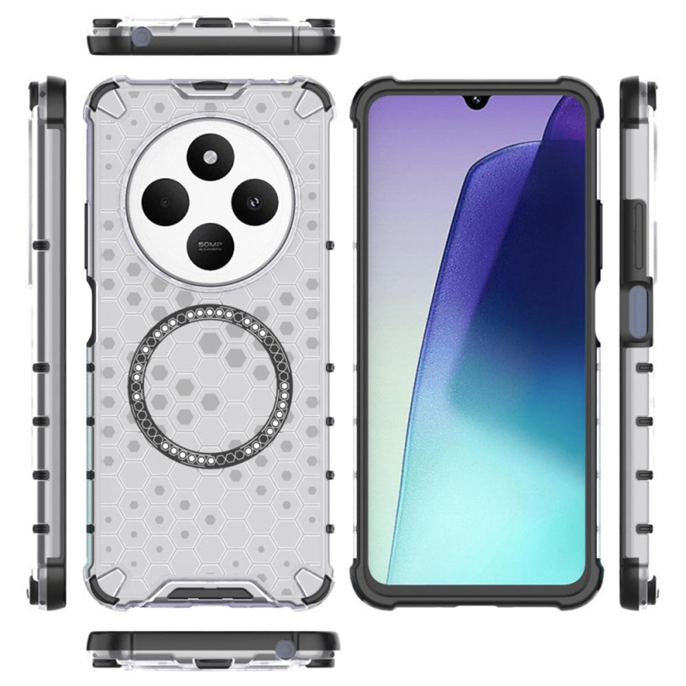 Husa MagSafe pentru Xiaomi Poco C75 / Redmi 14C, Techsuit, HoneyComb Shield, Alba