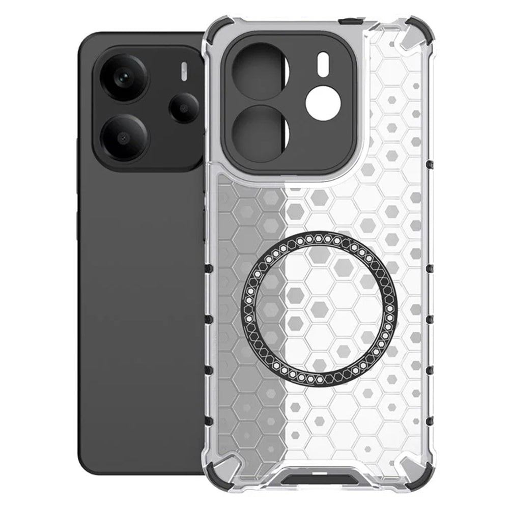 Husa MagSafe pentru Xiaomi Redmi Note 14 4G (Regional), Techsuit, HoneyComb Shield, Alba