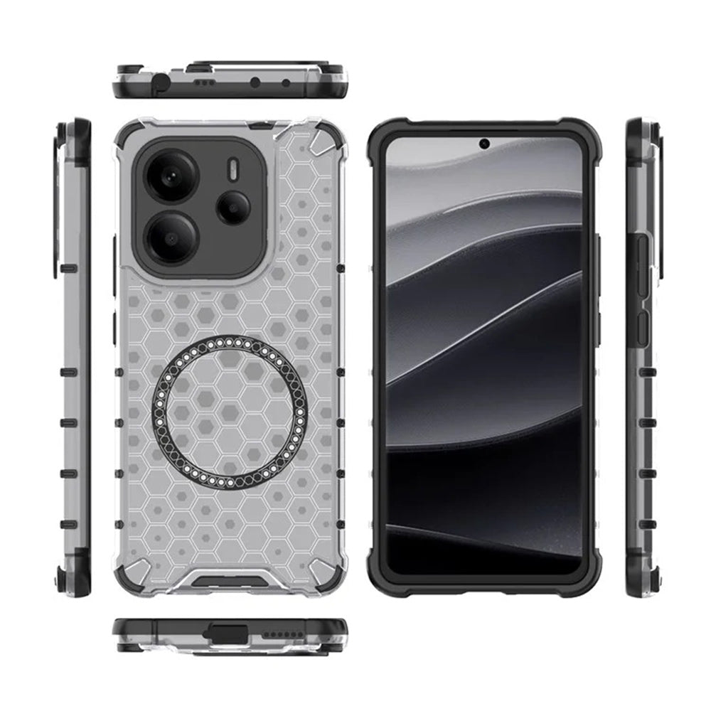 Husa MagSafe pentru Xiaomi Redmi Note 14 4G (Regional), Techsuit, HoneyComb Shield, Alba