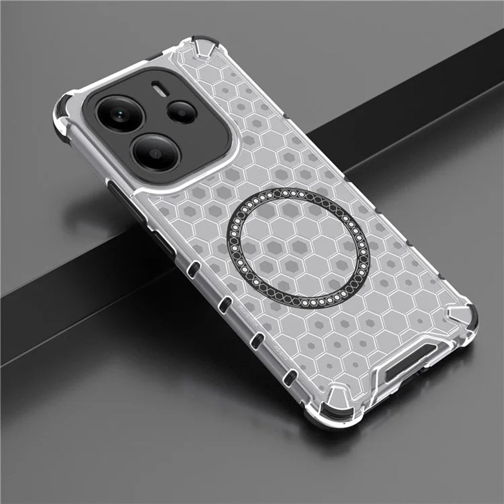 Husa MagSafe pentru Xiaomi Redmi Note 14 4G (Regional), Techsuit, HoneyComb Shield, Alba