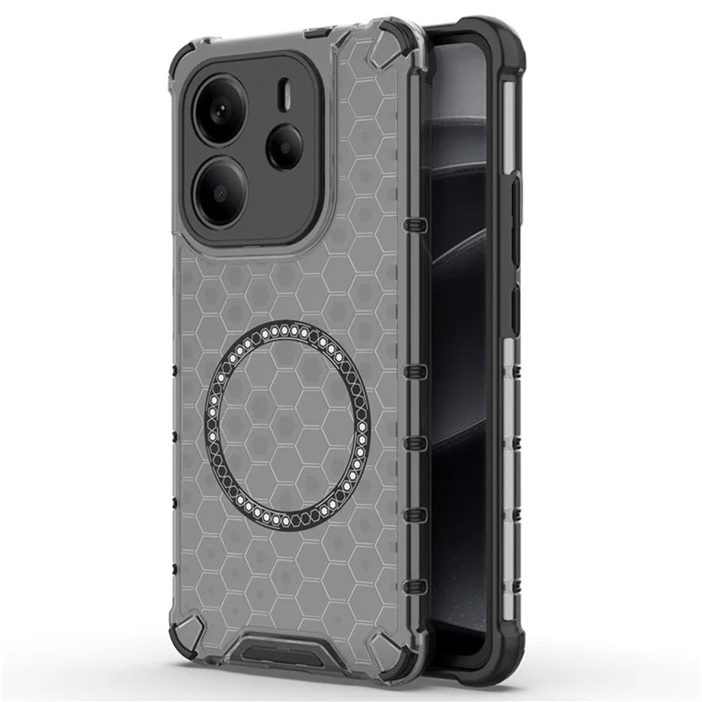 Husa MagSafe pentru Xiaomi Redmi Note 14 4G (Regional), Techsuit, HoneyComb Shield, Neagra