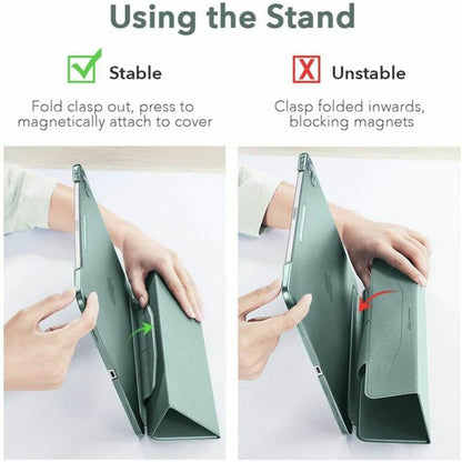 Husa pentru Apple iPad Air 11 (2025) / Air 11 (2024) / Air (2022) / Air (2020), ESR, Ascend Trifold, Verde Satinata
