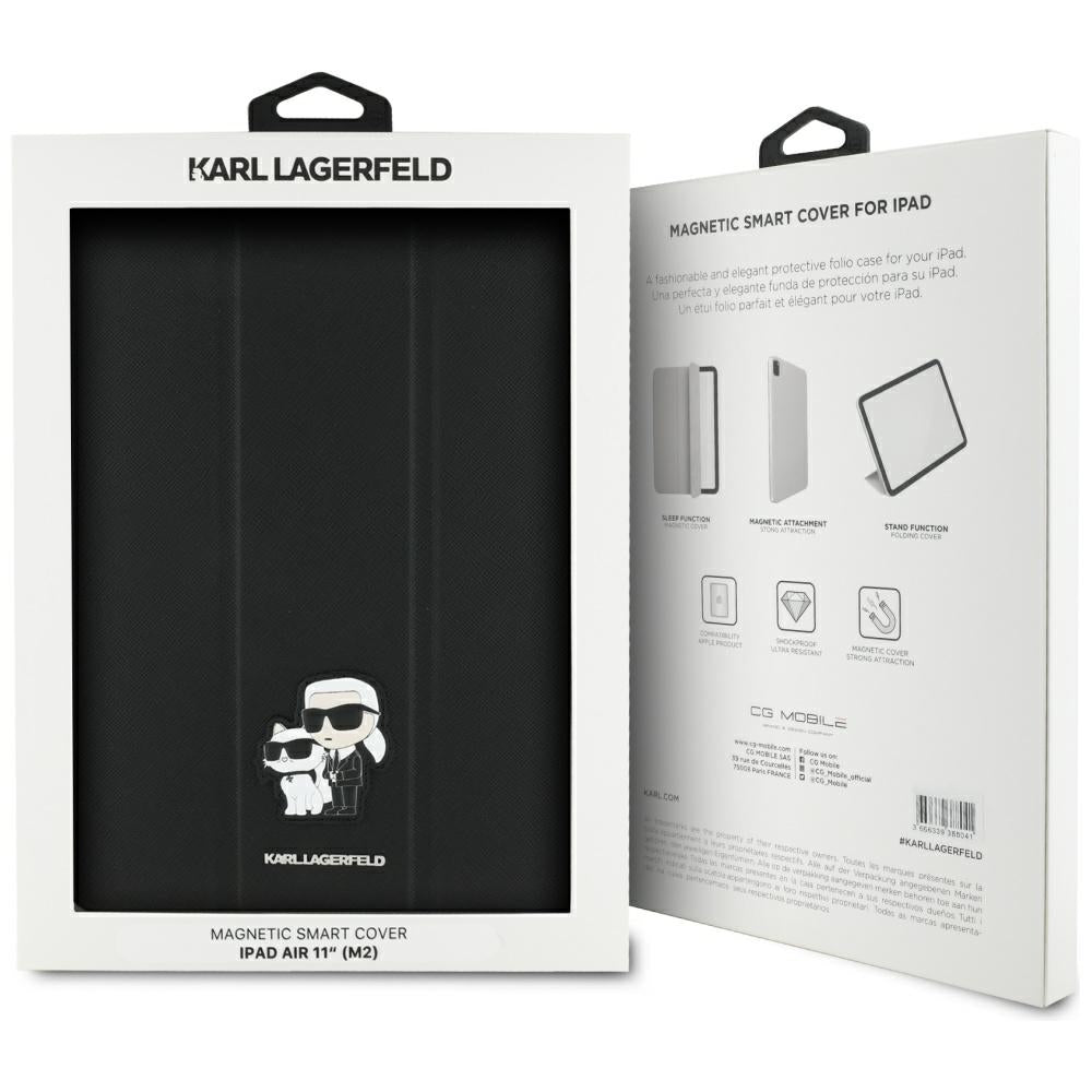 Husa pentru Apple iPad Air 11 (2025) / Air 11 (2024), Karl Lagerfeld, Saffiano Karl & Choupette, Neagra