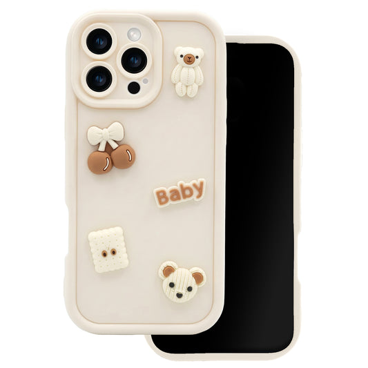 Husa pentru Apple iPhone 17 Pro, OEM, Ultra Trendy 3D Bear, Bej