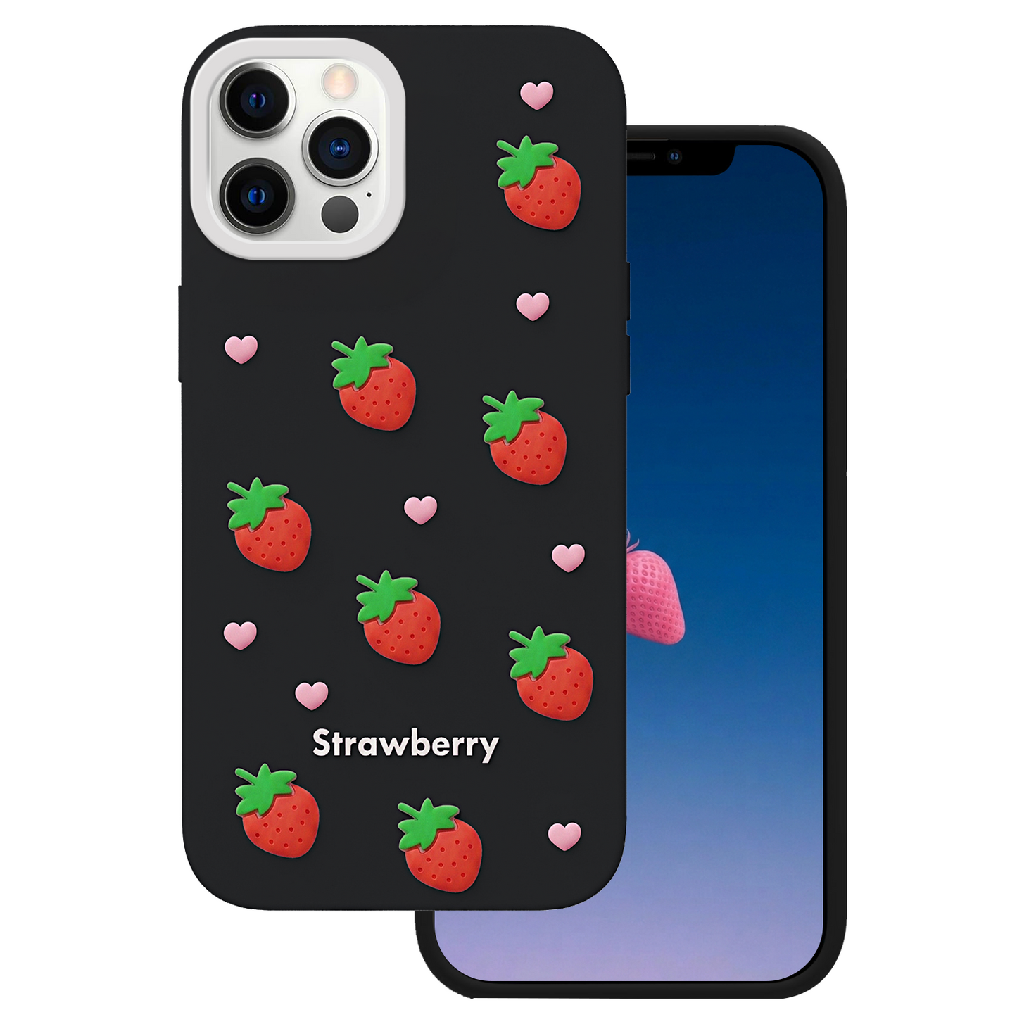 Husa pentru Apple iPhone 17 Pro, OEM, Strawberry, Neagra