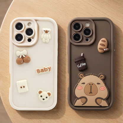Husa pentru Apple iPhone 17 Pro, OEM, Ultra Trendy 3D Capybara, Maro