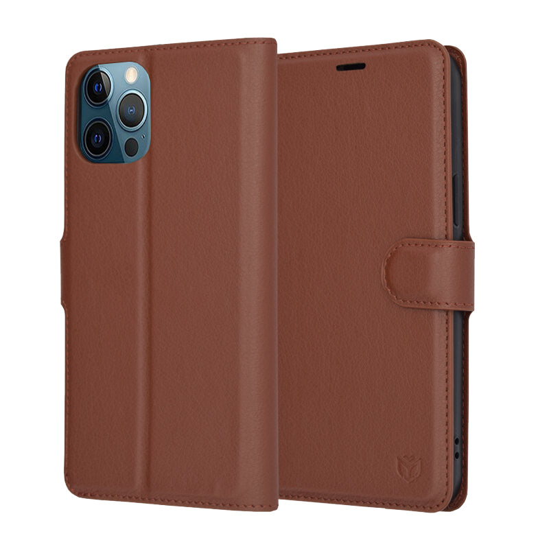 Husa pentru Apple iPhone 12 Pro Max, Techsuit, Leather Folio, Maro