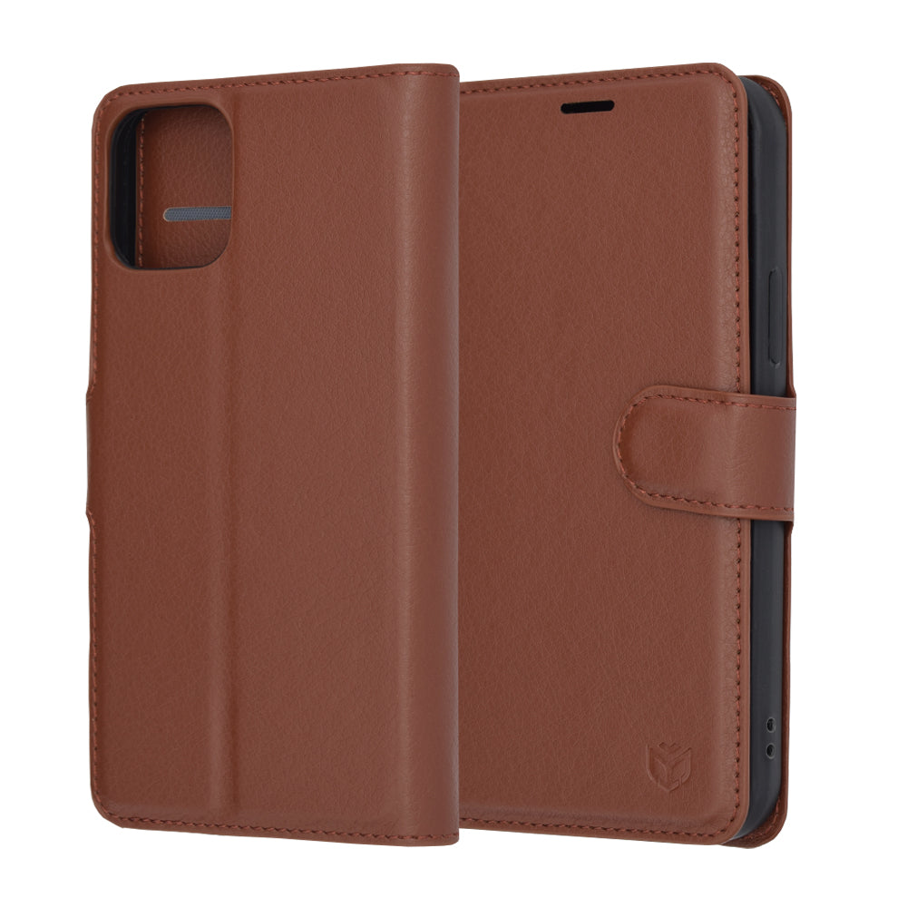 Husa pentru Apple iPhone 12 Pro, Techsuit, Leather Folio, Maro