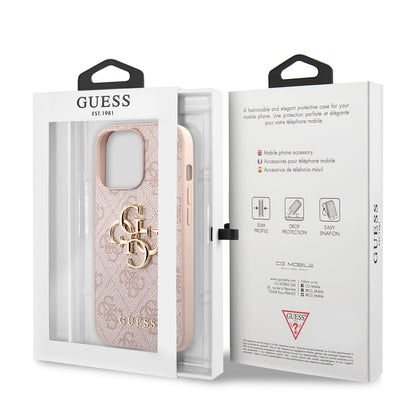 Husa pentru Apple iPhone 13 Pro, Guess, 4G Metal Logo, Roz